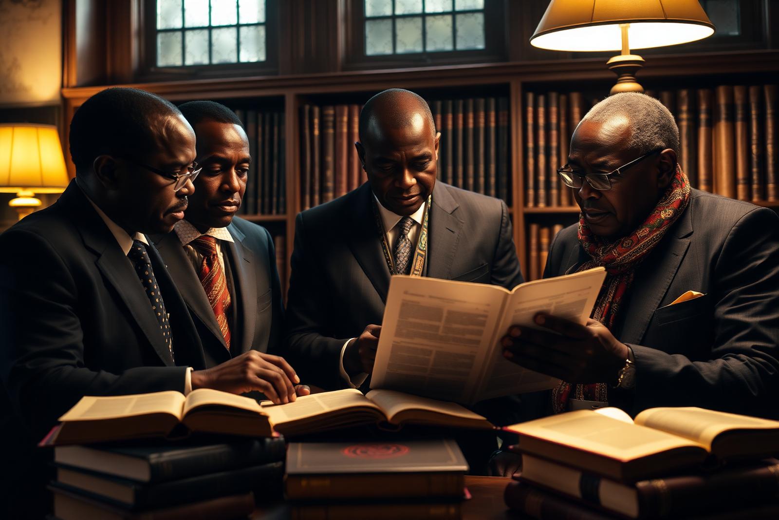 Scholars and policymakers reviewing a research report